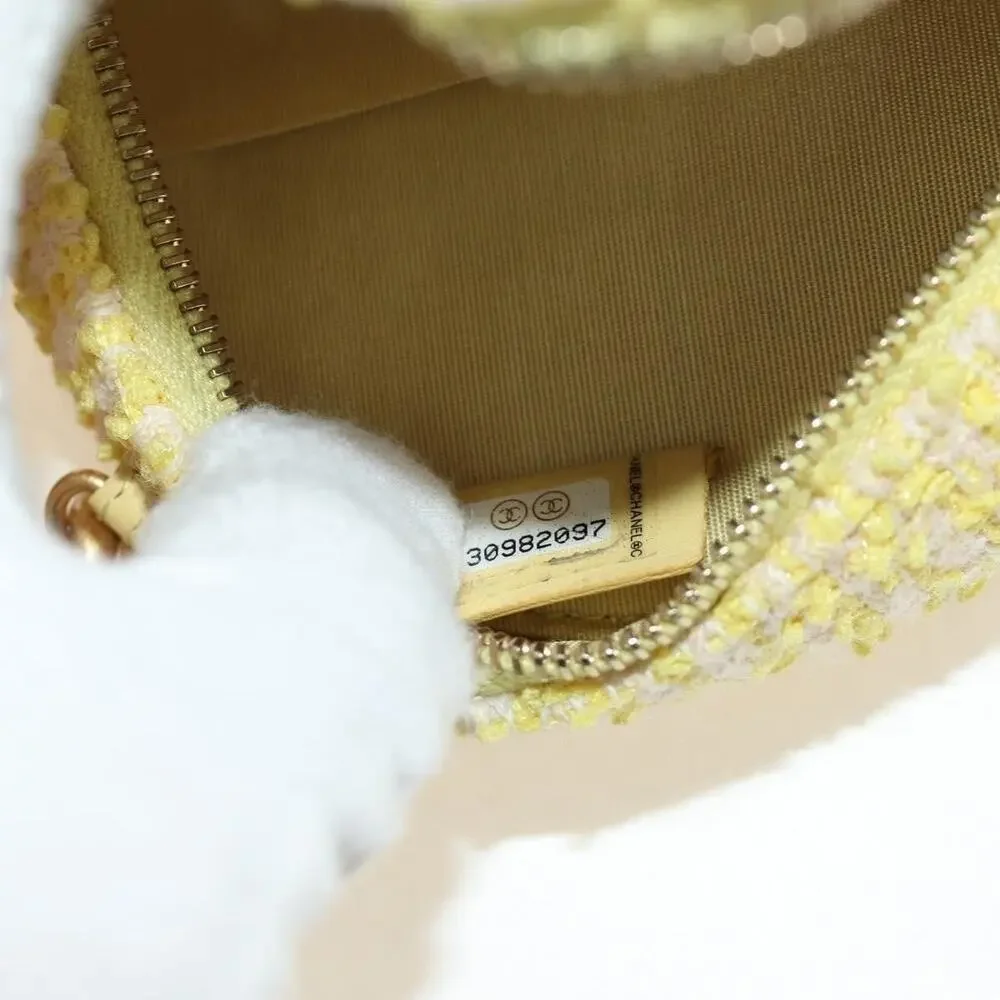 Chanel Chain Shoulder Bag Yellow Canvas